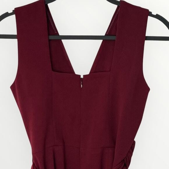 Dress The Population Alessia Wine Burgundy V-Neck Tie Waist Crepe Size XS NWT - Picture 11 of 16